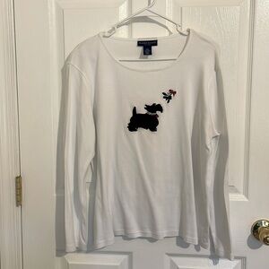 Karen Scott Long Sleeve Mom Holidayday Schnauzer Dog under mistletoe, Size PXL